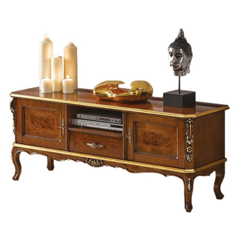 Estila Luxusní klasický TV stolek Clasica z dřevěného masivu s vyřezávanou barokní výzdobou a úl
