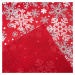 Vánoční dekorační látka Vločky červená, 28 x 250 cm