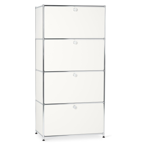 Tchibo - Kovová vysoká skříňka CN3 se 4 výklopnými dvířky - barva: bílá