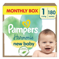 PAMPERS Plenky jednorázové Harmonie Baby vel. S 1, 180 ks, 2kg-5kg