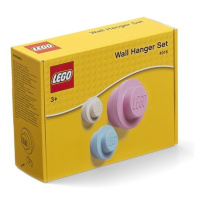 Lego® věšák na zeď, 3 ks - bílá, světle modrá, růžová