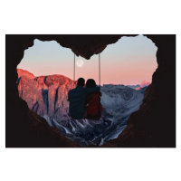 Fotografie Couple on swing contemplating the mountains, Artur Debat, 40 × 26.7 cm