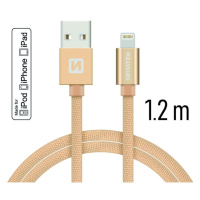 Datový kabel Swissten Textile USB Lightning MFi  1,2 M , gold