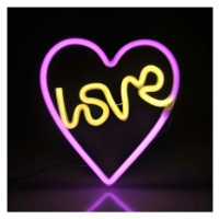 LED Neonová nástěnná dekorace LOVE LED/3W/3xAA USB růžová