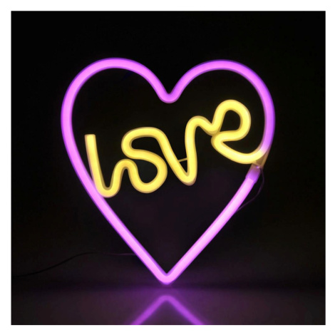 LED Neonová nástěnná dekorace LOVE LED/3W/3xAA USB růžová Donoci