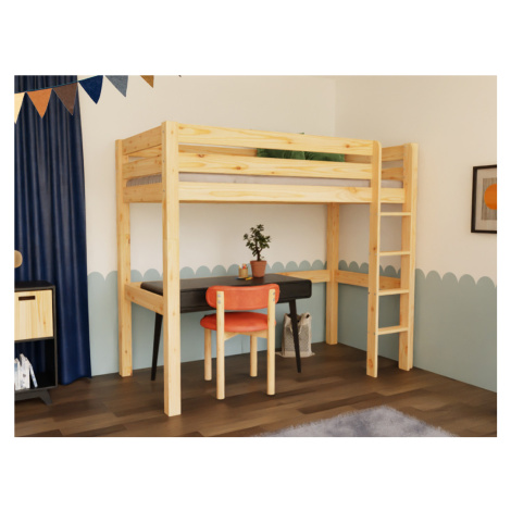 Tartak Meble Dřevěná vyvýšená postel MAKALU pro děti 90x200 cm Zvolte barvu: Transparentní lazur