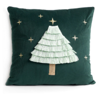 Vánoční polštář s výplní | TRESSA | s aplikací vánočního stromku zelená | 45x45 cm | 866222 Homl