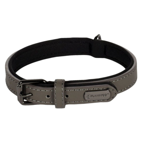 Kožený obojek pro psy Flamingo Binti šedá - XL: 47-57cm