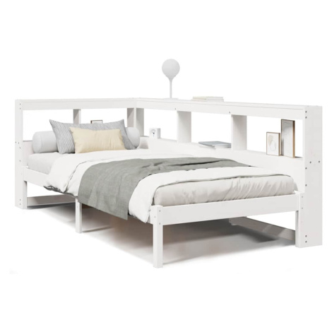 vidaXL Postel s knihovnou bez matrace bílá 100x200 cm masivní borovice