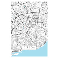 Mapa Lisboa white, (26.7 x 40 cm)