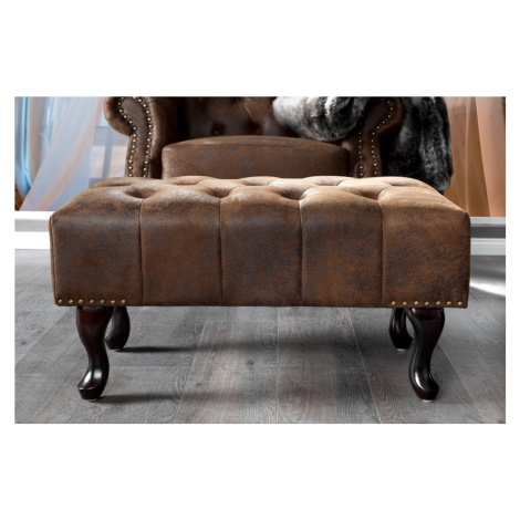 Invicta Interior Stolička na nohy Chesterfield Brown