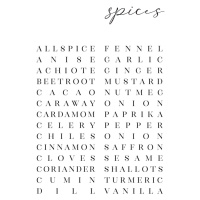 Ilustrace List of spices typography art, Blursbyai, (26.7 x 40 cm)