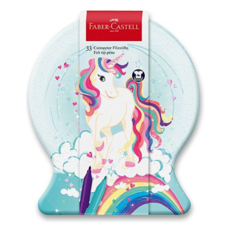 Dětské fixy Faber-Castell Connector Unicorn - sněhová koule, 33 ks