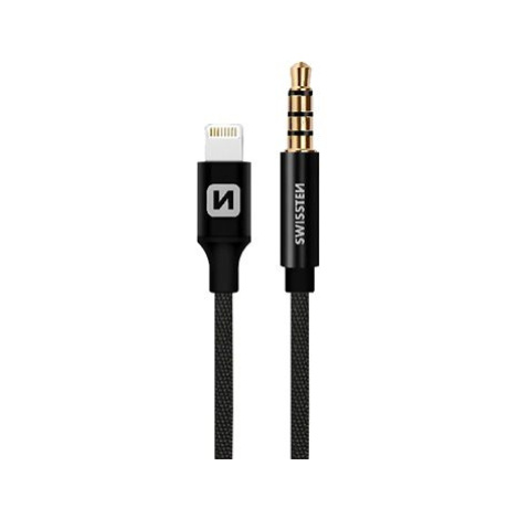 Swissten Textile audio adaptér Ligtning (samec) / 3.5mm jack (samec) 1.5 m černý