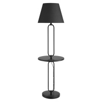 Estila Designová industriální černá stojací lampa Bucky s odkládacím stolkem 175 cm