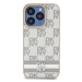 DKNY PU Leather Checkered Pattern and Stripe Zadní Kryt pro iPhone 15 Pro Max Beige