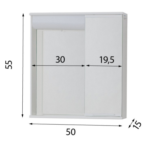 HOPA Závěsná skříňka se zrcadlem LUMIX I Rozměr A 50 cm, Rozměr B 15 cm, Rozměr C 55 cm, Variant