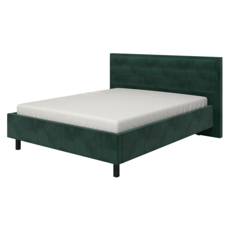 Manželská postel 160x200cm corey - tm. zelená/černé nohy