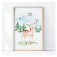 Barevný plakát na stěnu s motivem malého jelena