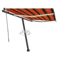 vidaXL Automatická markýza LED a senzor větru 300x250 cm oranžovohnědá