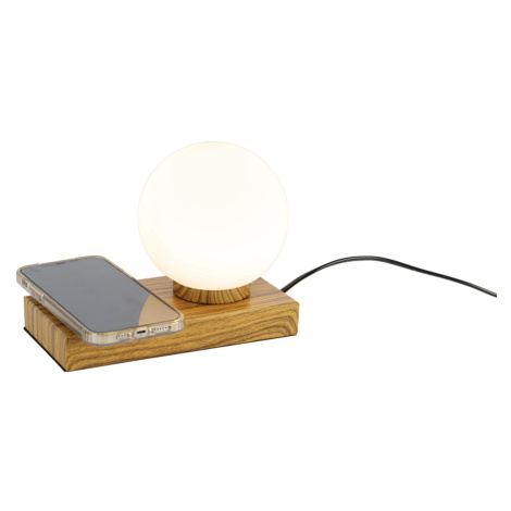 Stolní lampa natural s dotykovou a indukční nabíječkou - Janneke TRIO