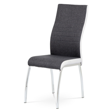 Jídelní židle TAFFY, šedá látka + bílá koženka / chrom Autronic