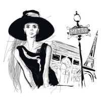 Ilustrace Fashion girl in sketch-style., Verlen4418, 40 × 30 cm