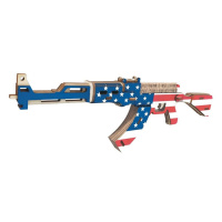 Woodcraft construction kit Woodcraft Dřevěné 3D puzzle Samopal AK47 v barvách Americké vlajky