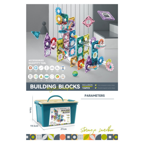 Mamido Barevné magnetická stavebnice kuličková dráha 126 dílků