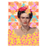Ilustrace Frida with flowers, Lynnda Rakos, 30x40 cm