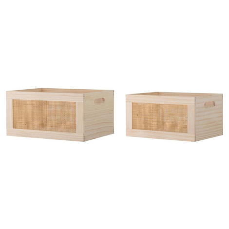 Dekorativní dřevěné úložné boxy v přírodní barvě v sadě 2 ks 39x29x20 cm Piana – Bloomingville