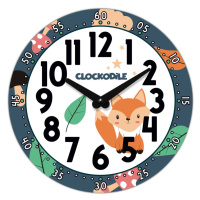 CLOCKODILE Dětské nástěnné hodiny modré s liškou 25cm CCT0031