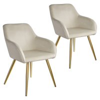 tectake 403998 2x židle marilyn sametový vzhled zlatá - krémová/zlatá - krémová/zlatá