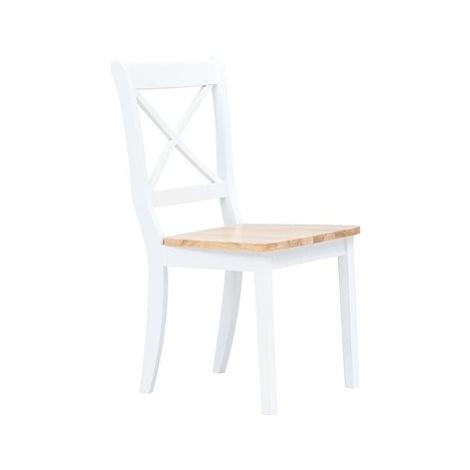 Jídelní židle 2 ks bílé a světlé dřevo masivní kaučukovník SHUMEE