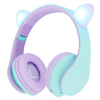 Sluchátka PowerLocus P2 Wireless Headphones for Kids Cat Ears (blue & purple)