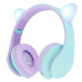 Sluchátka PowerLocus P2 Wireless Headphones for Kids Cat Ears (blue & purple)