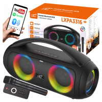 Výkonný Bluetooth Reproduktor Přenosný Boombox Mikrofon Dálkové Ovládání Usb Sd Fm Karaoke