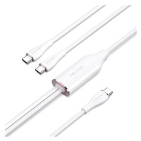 Vention USB 2.0 Type-C Male to 2 Type-C Male 5A Cable 1.5M White Silicone Type