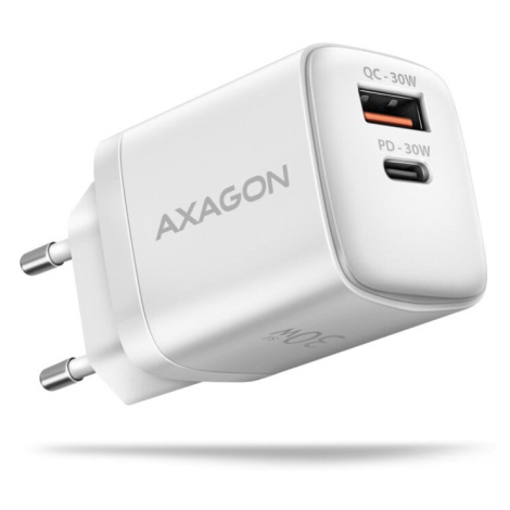 AXAGON síťová nabíječka ACU-PQ30, USB-A, USB-C, PD, QC4+, 30W, bílá - ACU-PQ30W