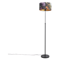 Stojací lampa černá se sametovými odstíny květin 35 cm - Parte