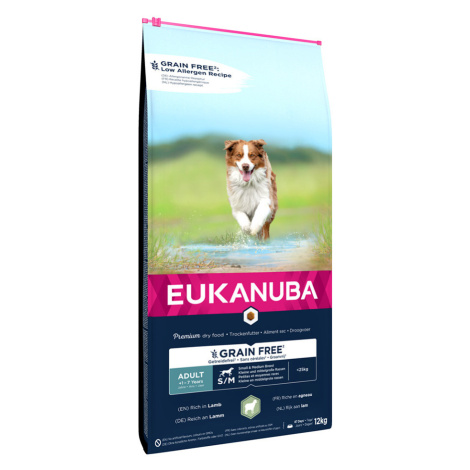 Eukanuba Grain Free Adult Small & Medium Breed s jehněčím - 12 kg