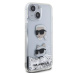 Zadní kryt Karl Lagerfeld Liquid Glitter Karl and Choupette Head pro iPhone 15, stříbrná