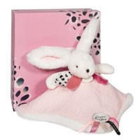 DouDou et Compagnie Paris dárková sada růžová králíček s čtvercovou dečkou 25 cm