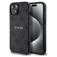 Guess PU Leather 4G Colored Ring MagSafe kryt iPhone 15 černý