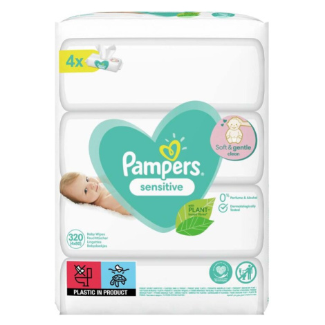 Pampers Sensitive dětské čisticí ubrousky 4 x 80 ks