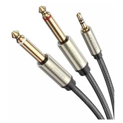 Kabel UGREEN AV126 TRS 3,5 mm na 2x TS 6,35 mm - 5 m (šedý)