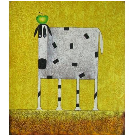 Obraz - Bílá kráva s jablkem FOR LIVING