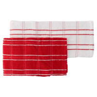 Set 2 kusy kuchyňských ručníků ANDREW červená/bílá 100% bavlna 50x50 cm MyBestHome 2 kusy v bale
