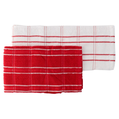 Set 2 kusy kuchyňských ručníků ANDREW červená/bílá 100% bavlna 50x50 cm MyBestHome 2 kusy v bale