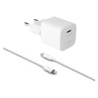 Set síťové nabíječky FIXED Mini s USB-C výstupem a USB-C/Lightning kabelu, podpora PD, 1.2 metr,